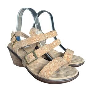 Walking Cradles Womens Cork Strappy Wedge Heel Sandals Size 7WW